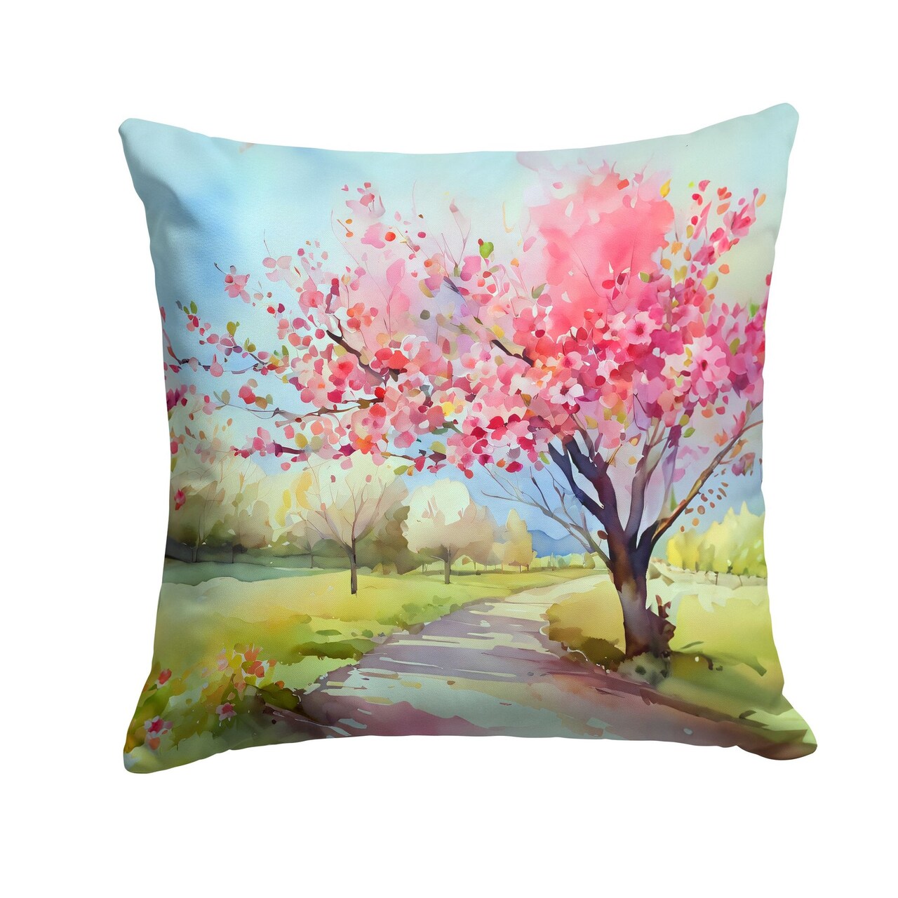 Edge Collections - 14" x 14" - Multicolor - Michigan Apple Blossoms Throw Pillow Indoor Outdoor Decorative Pillow - 1 Piece